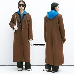 NWT CORDERA wool Long coat in Root OS